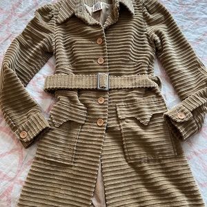 BIBA Relaunch Khaki Wide Whale Corduroy Trench Coat